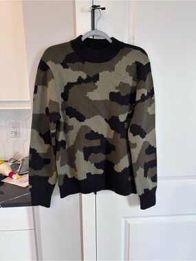 Paisley & Gray Slim Fit Wool Blend Camouflage Sweater Men’s Knit Crewneck